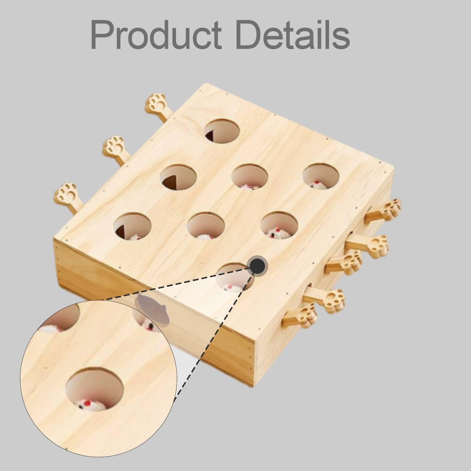 Juguete Interactivo de Madera para Gatos: Actividad Estimulante, Regalo Muy Entretenido para Mascotas, Juguete Rompecabezas, 8 Hoyos