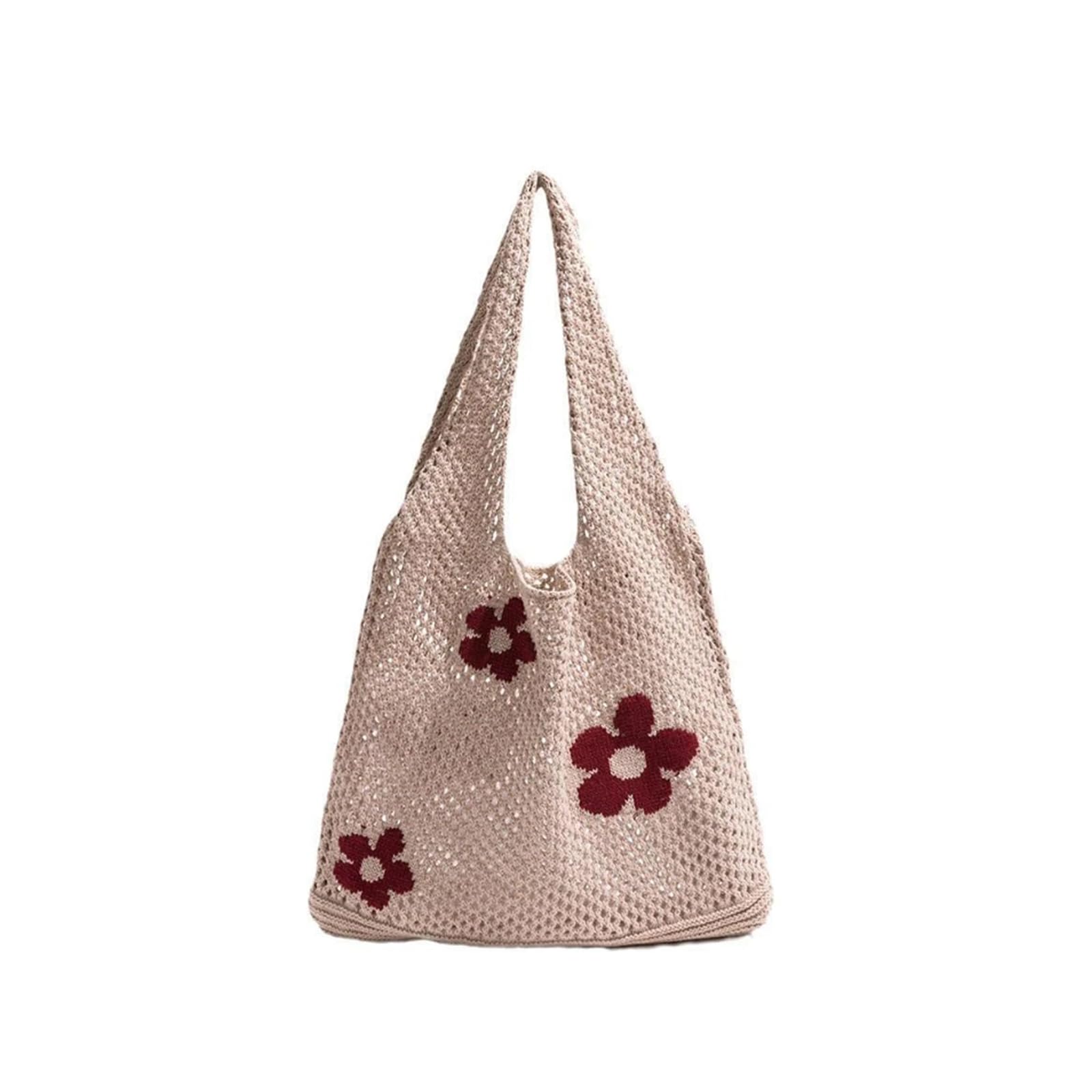 Tefedpot Knit beach bag, Crochet Beach bag，Beach bags for women Knitted beach bag for summer