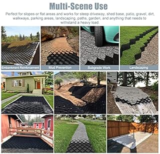 Grille de gravier flexible en nid d'abeille – 5 cm de haut pour allées, chemins, garage et jardin – Grille de sol durable et découpable pour remplissage d'herbe et de pierre.