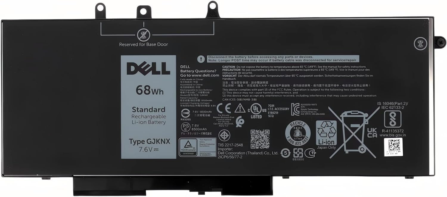 GGLIGHTS Dell Battery 68Wh 4 Cell 8500mAh Latitude 5580 5480 5280 5290