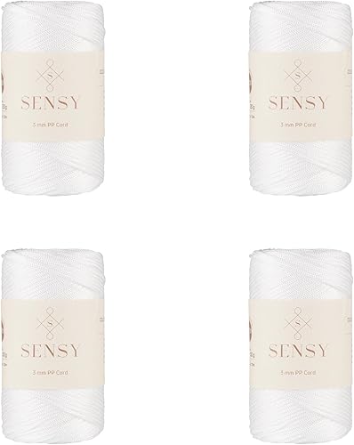 Miniatura 9 de Sensy - Cuerda de poliéster prémium de 0.118 pulgadas (0.118 in), 131 yardas, 100% polipropileno, cordón de macramé, cuerda de ganchillo de 0.118
