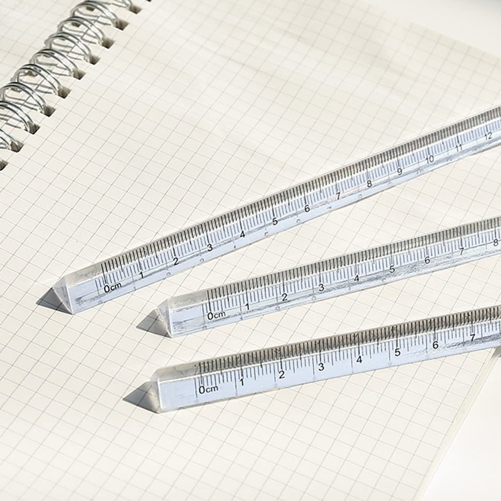 Transparent Triangular Ruler,Clear Acrylic Straight Ruler Three-Sided Ruler Measuring Tool Lightweight for Office School - Image 9