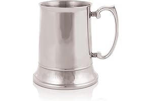 Viski 16oz Pewter Textured Double Wall Beer Mug