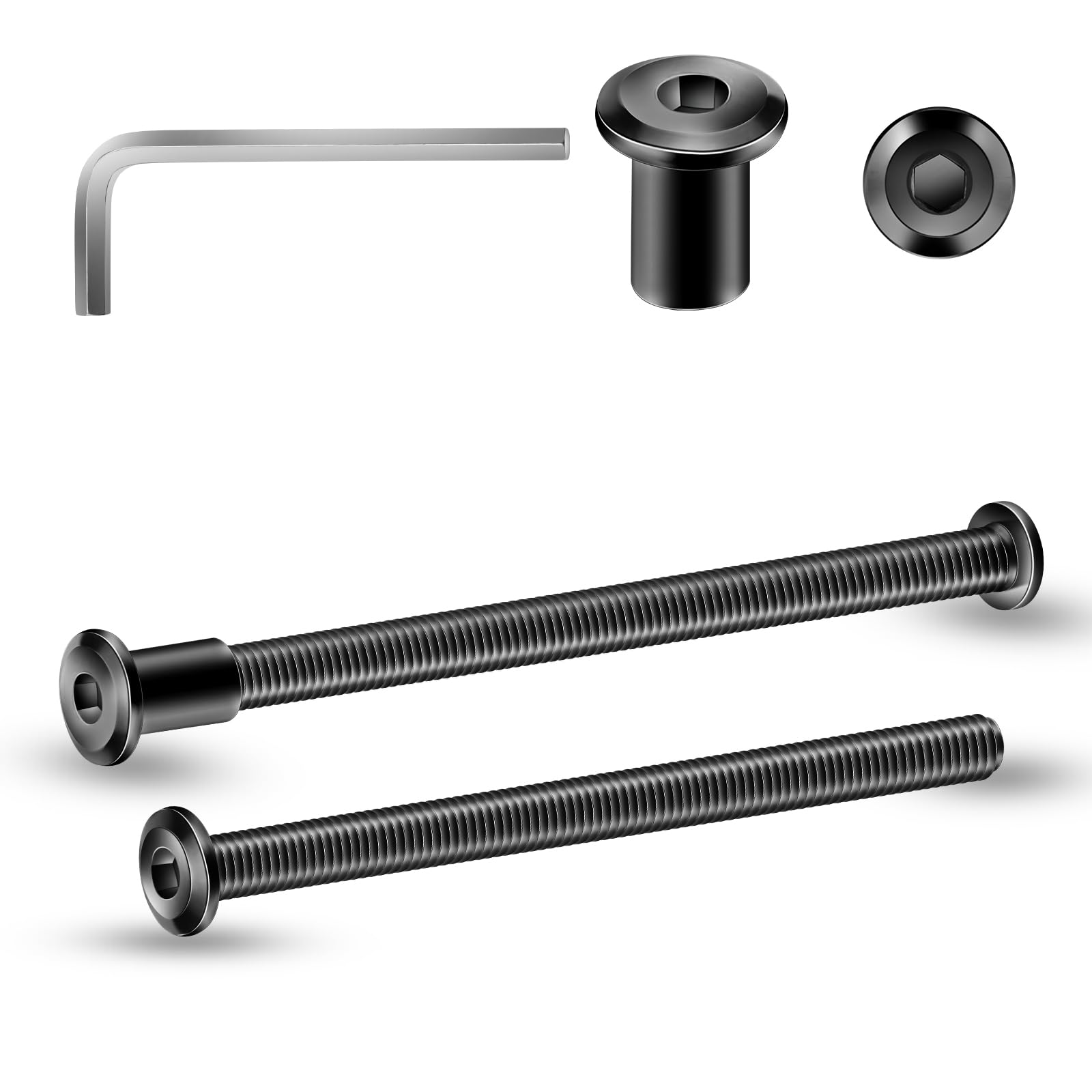 1/4-20 x 4 Inch 20Pcs Flat Head Hex Socket Cap Screws Bolts Barrel Nuts Kit, 304 Stainless Steel 18-8, Full Thread, Black Oxide by SG TZH (with Hex