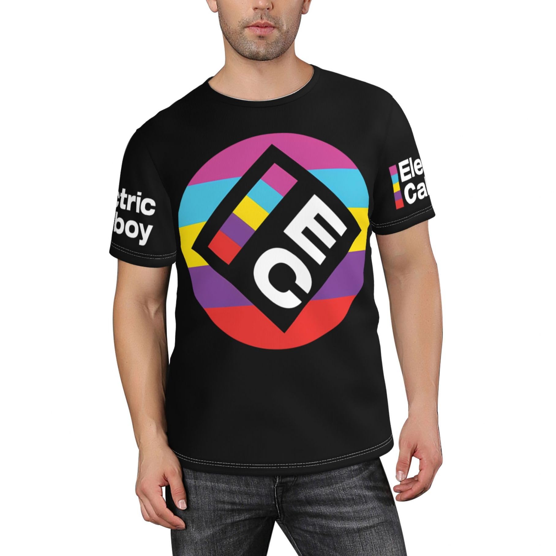 Tzvehafya Men's A-4 Callboys Music Band Electric T-Shirt Stylishprinted Short Sleeve Shirt Casual And Versatile Suitable For Multiple Scenarios Multicoloured Xl