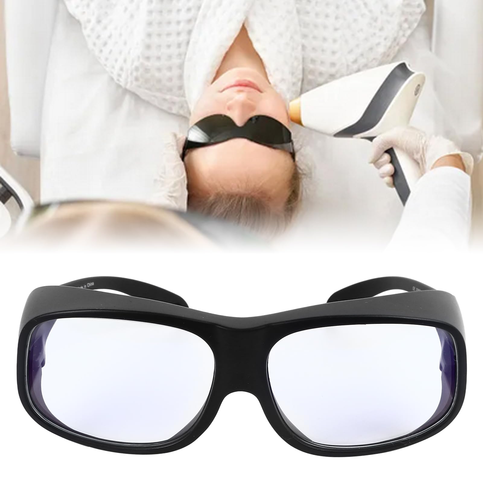 Generic Niebieskie Okulary Blokujące światło Niezawodne Okulary Ochronne do Laboratoriów Medycznych i badań Biologicznych Czarne Oprawki Białe Soczewki
