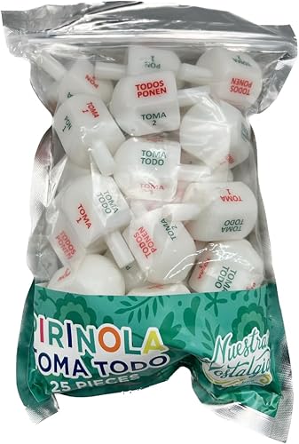 Miniatura 6 de Toma Todos Pirinola Mexicana Spinner Juego de 25 Spinning Top de Plástico Mexicano. Perfecto para juegos de mesa de fiesta temática mexicana, juego