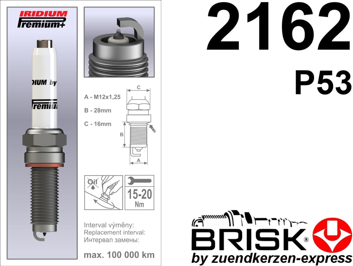 BRISK Iridium Premium+ Plus P53 QOEX14YIR 2162 Zündkerzen, 4 Stück