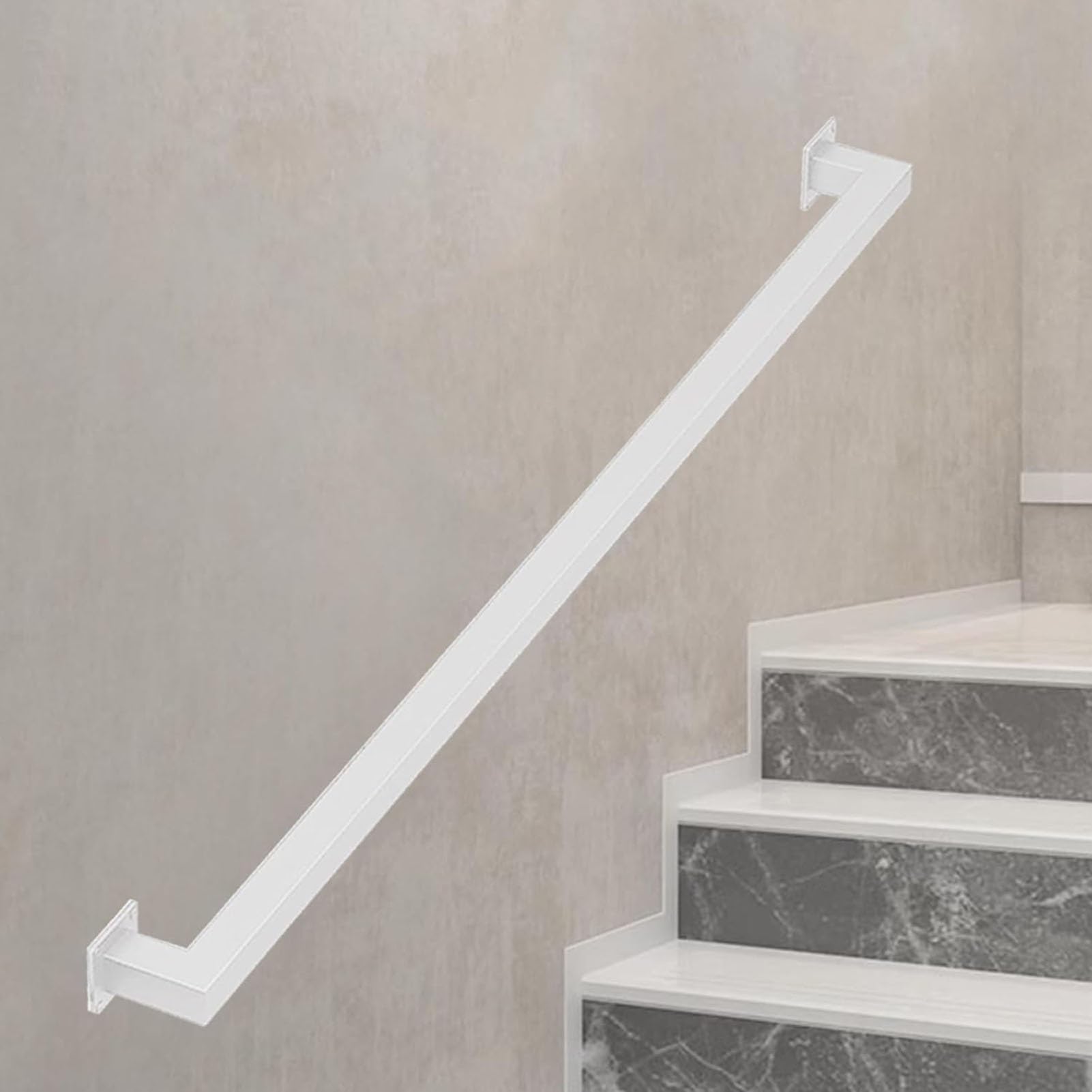 Białe kwadratowe schody do schodów wewnętrznych/zewnętrznych Metalowy uchwyt bezpieczeństwa z uchwytami ściennymi z kutego żelaza Dekoracyjne domowe balustrady schodowe (rozmiar: 0,6 m)