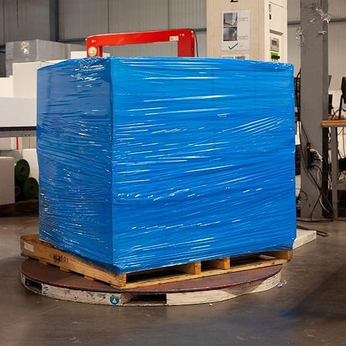 Miniatura 6 de PSBM - Envoltura elástica para máquina azul, 1 paquete, 20 pulgadas x 5000 pies, calibre 90, rollos de película elástica de color oscuro para