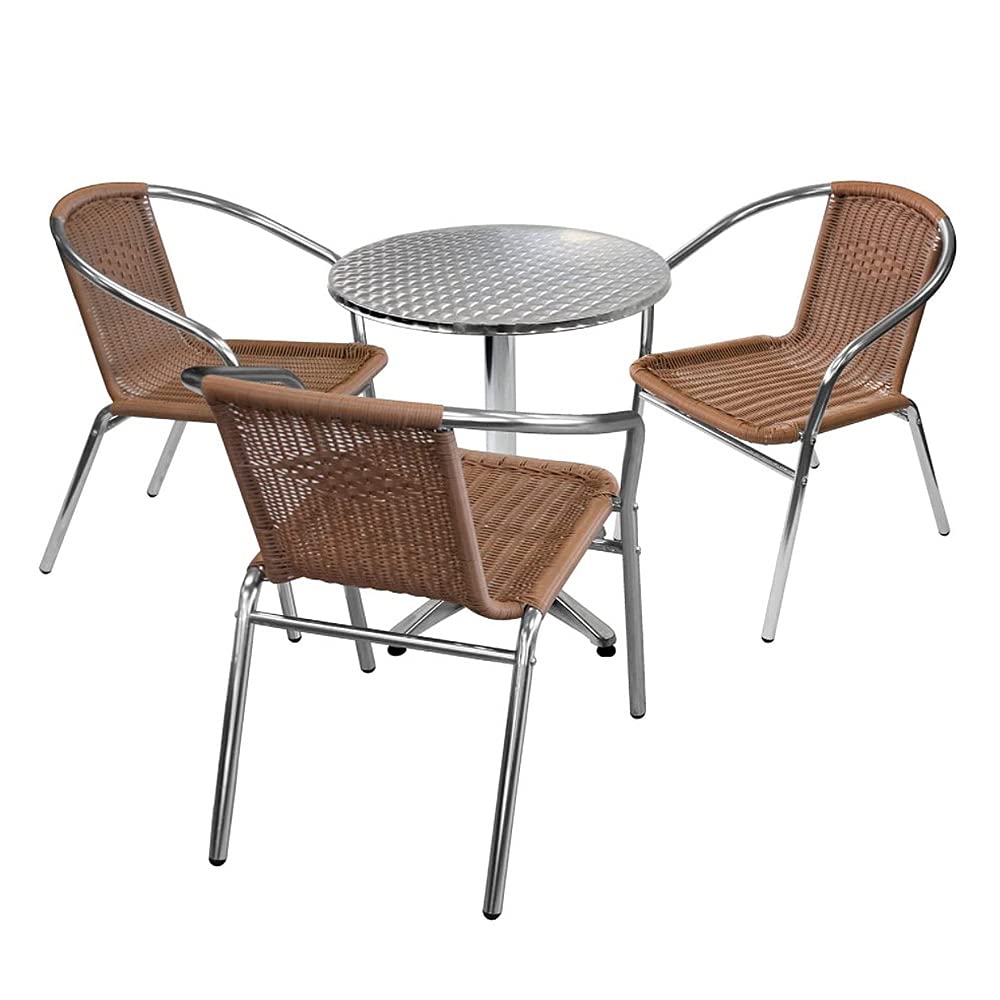 Mesa de Bar Bistro Ø 60cm Mesa de Altas en Acero Inoxidable y Aluminio, Mesa Alta Ajustable en Altura 70 o 110 cm, Exterior y Interior (Redonda)
