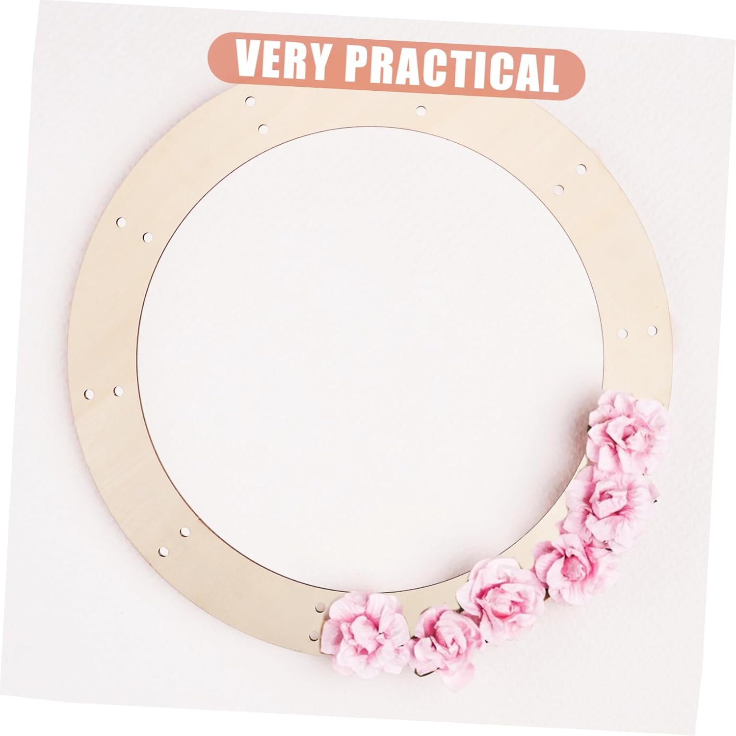 ERINGOGO Solid Wood Craft Hoops Round Wreath Frame Support 6pcs DIY Wreath Making Supplies