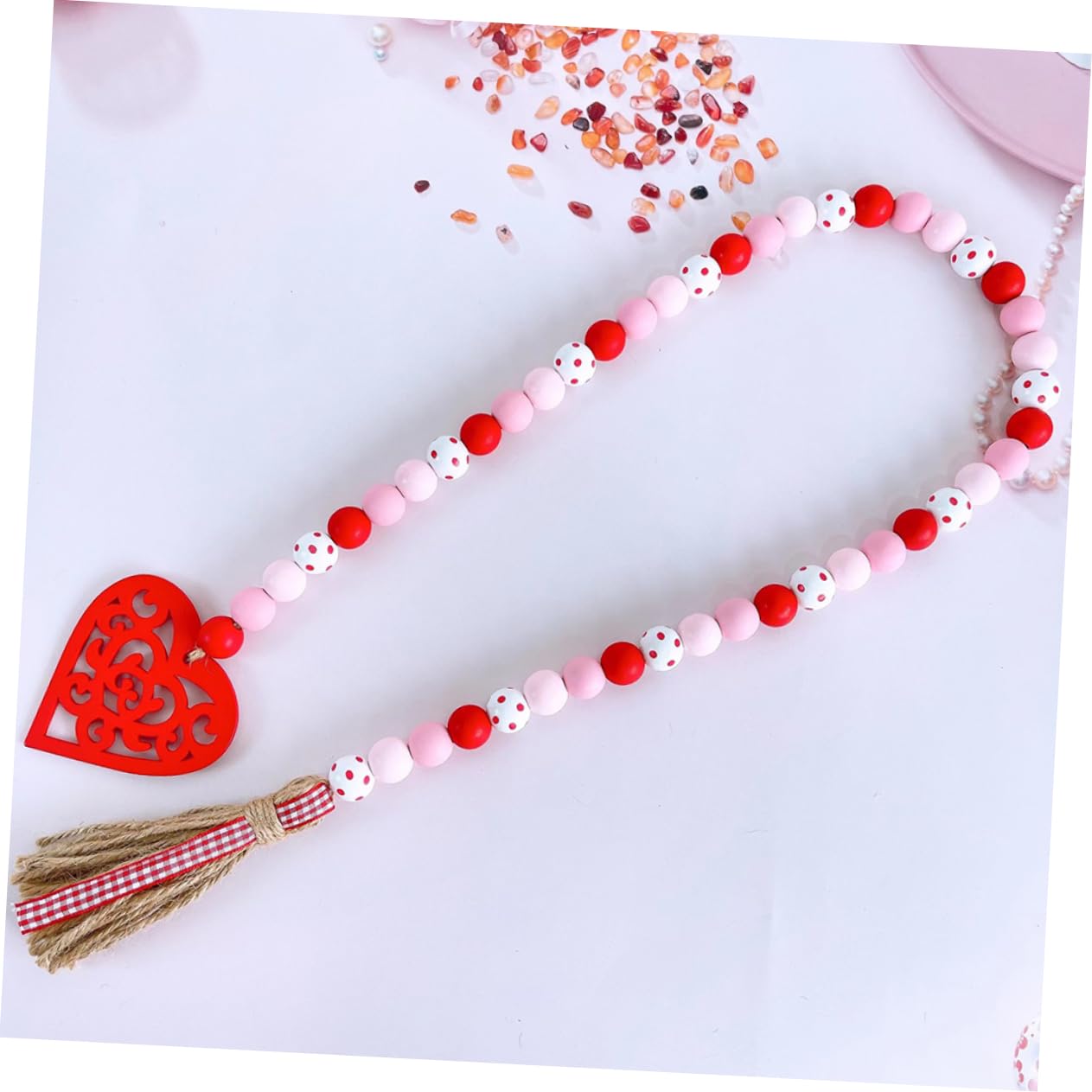 Alipis 5pièces Guirlande Bois à Perles avec Franges pour Décoration Saint-Valentin Accessoire Élégant pour Fêtes Et Événements Spéciaux