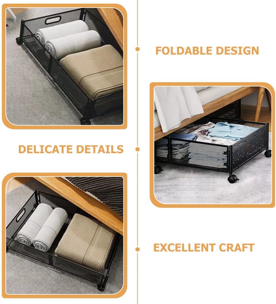 Uonlytech Bed Storage Organizer Foldable Container Design for Bedrooms Sturdy Space-saving Storage Wheels for Easy Access