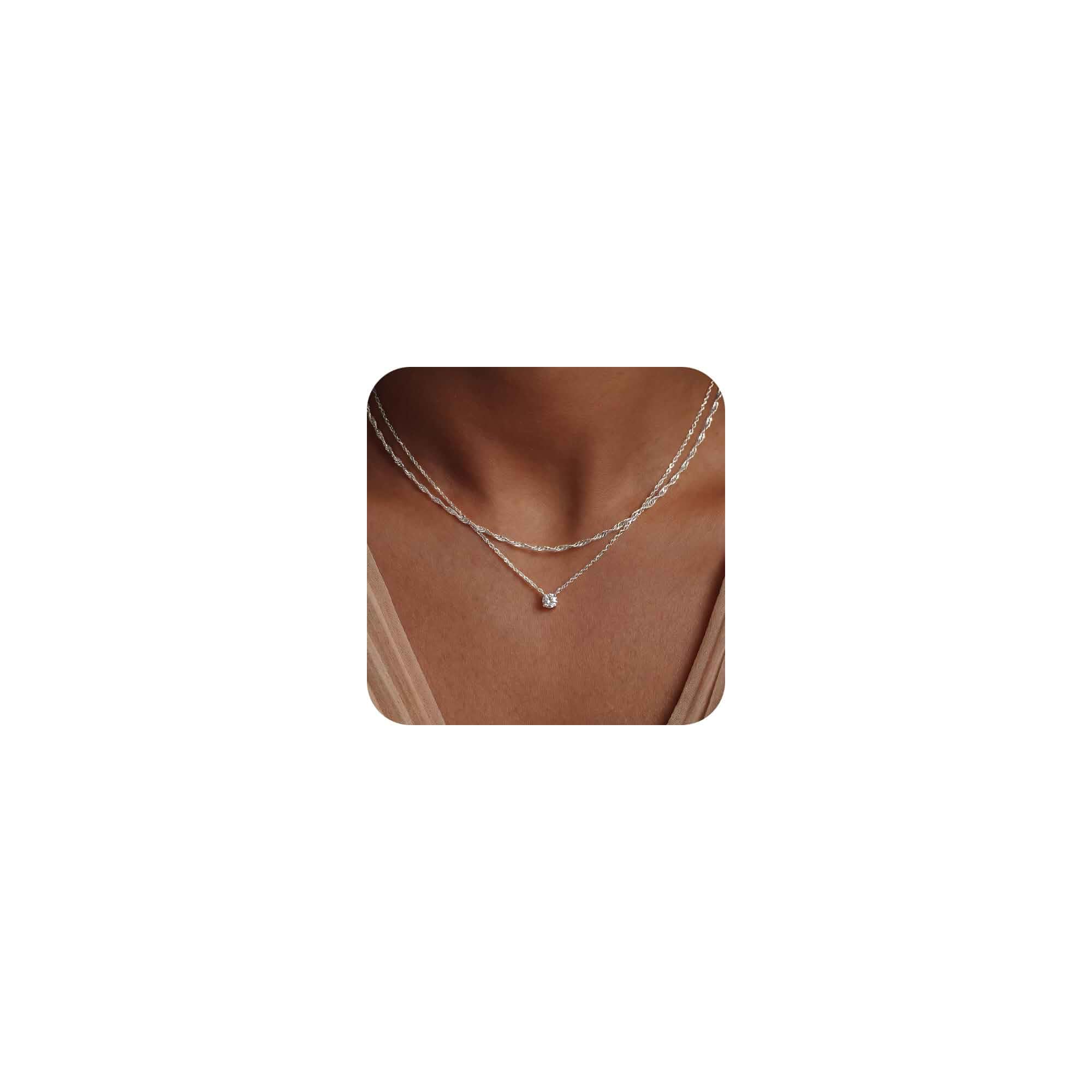 Dainty Teardrop Pendant Necklaces for Women, 14K Gold/Silver Plated Cubic Zirconia Necklace Simple Solitaire CZ Prom Wedding Choker Necklace Fashion Jewelry Gift