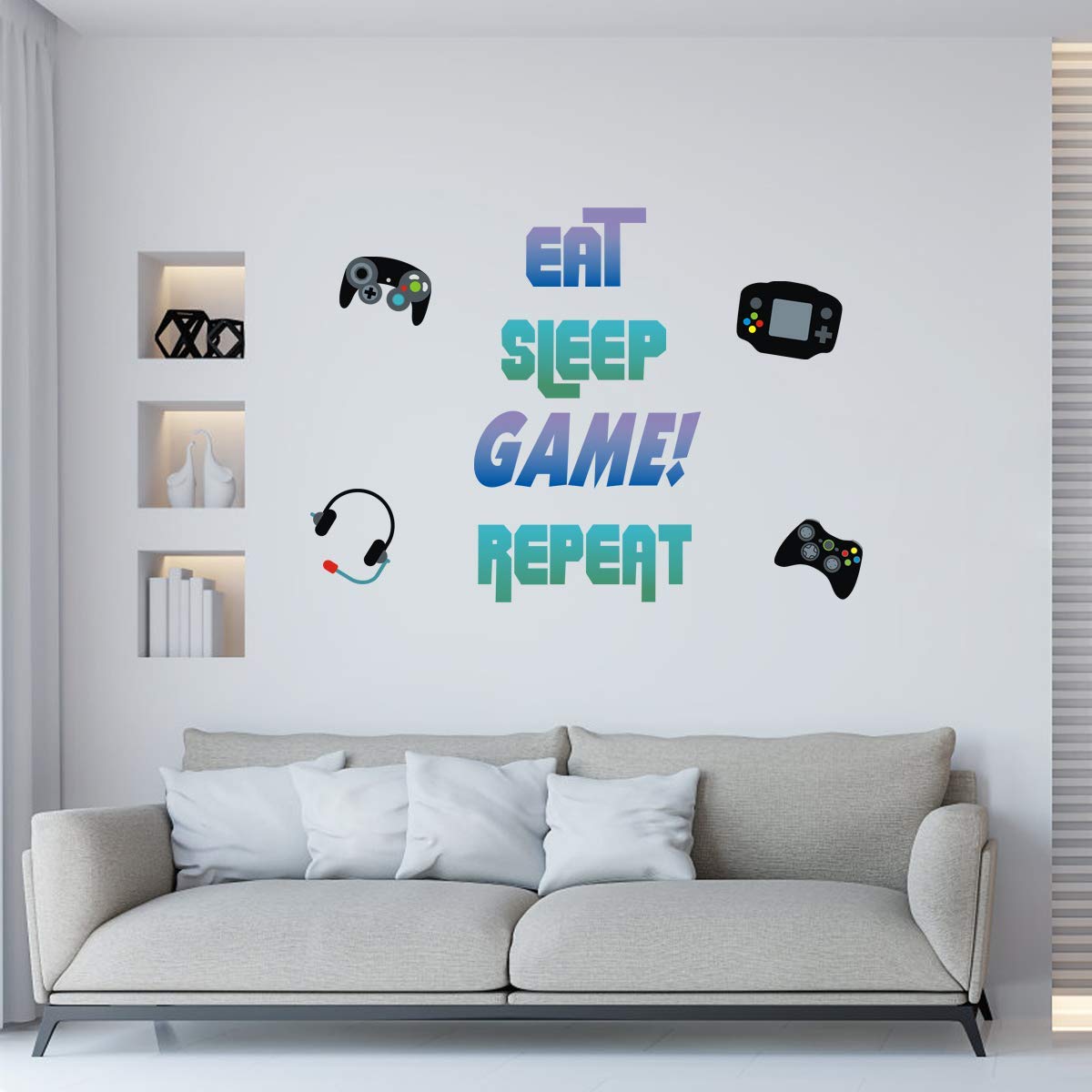 Buy KAIRNE Gaming Quote Wall Stickers , East Sleep Game Repeat Wall Art