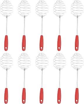 Spiral Whipper, Gravy Cream Manual Mixer Kitchen Tools Set of 10, Manual Stainless Steel Kitchen Utensils for Mixing, Cooking, Sauce, Milk, Flour, Pancake, Matcha
