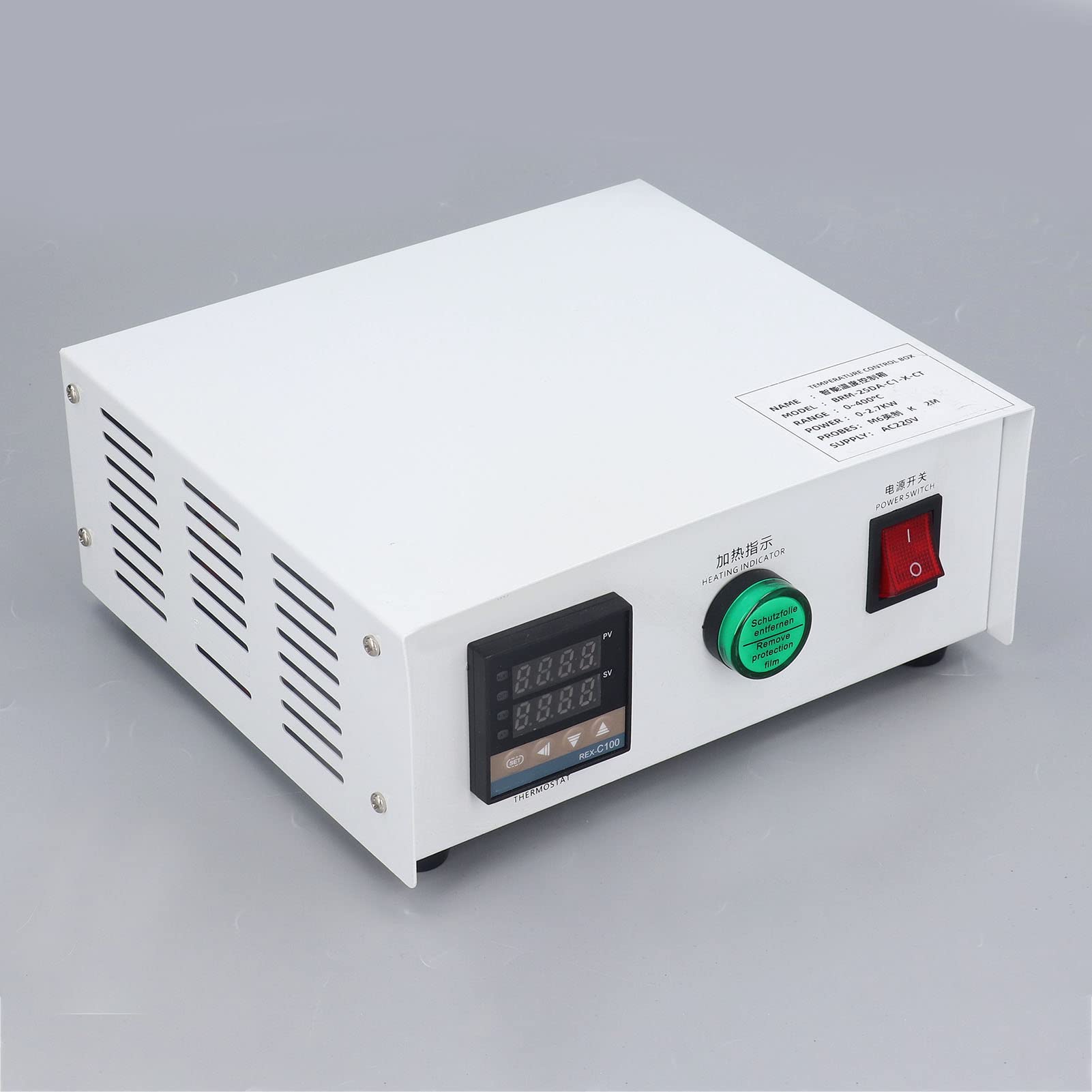 FTVOGUE Caja de Control de Temperatura PID Kit de Controlador de Temperatura Digital de Acero Inoxidable AC220V 32 a 752 Fahrenheit Tipo K Termopar Autoajuste para Hornos Máquinas de Estampado (tío