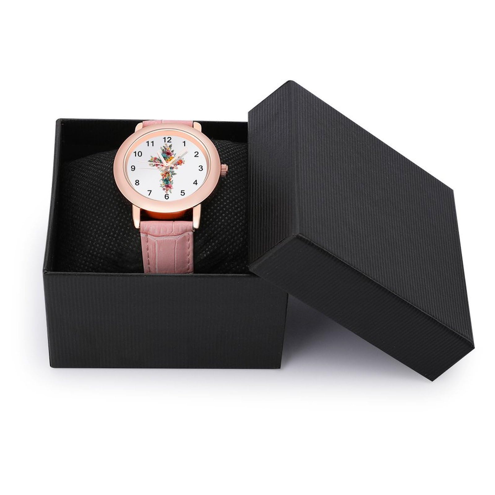 Floral C-Ross Damen-Armbanduhr, leicht ablesbar, flexibel, drei Zeiger, rundes Gehäuse, Quarzuhr für kleine Handgelenke