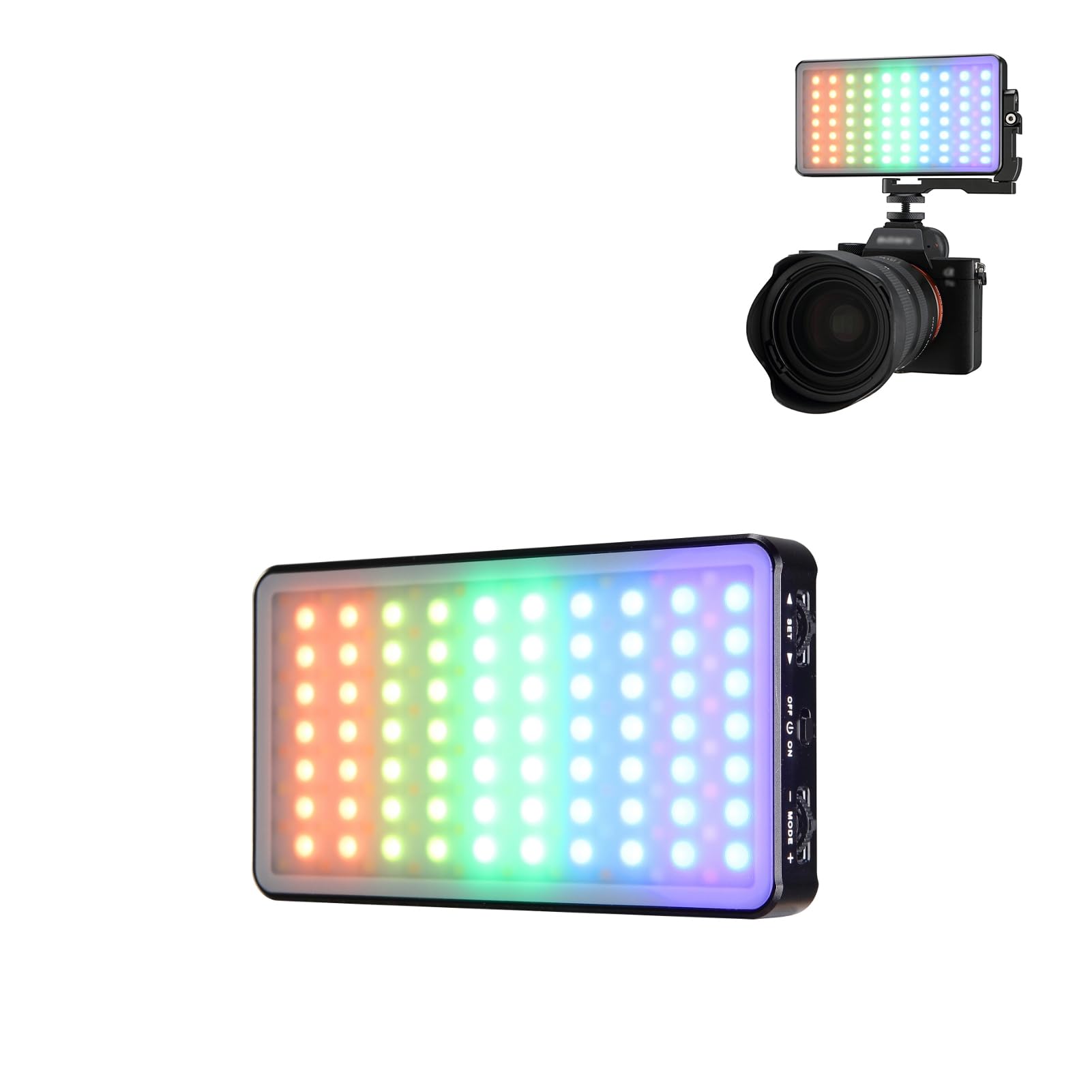 RGB Video Light with Cold Shoe Mount, 12W Full Color 2700 to 10000K 360° Rotating On Camera Light, LED Camera Light Panel for Photography Video Conference Lighting