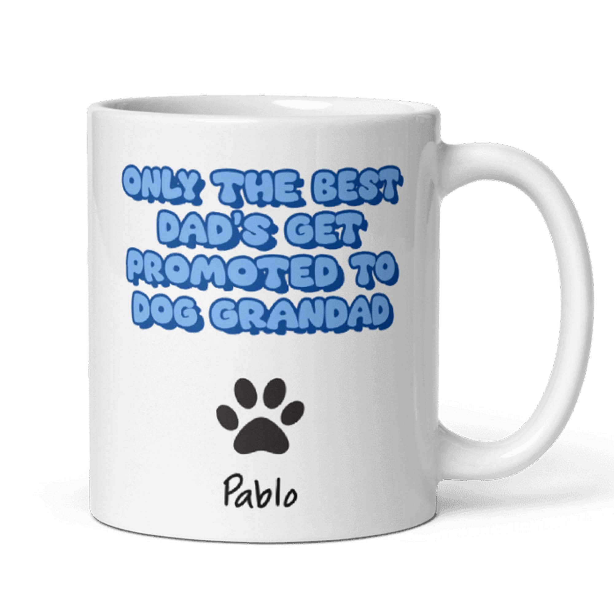 Confidently Quirky - Funny Personalised Dog Grandad White Mug, Only the Best Dads Get Promoted to Dog Grandad, Pet Dog Lover Gift, Father’s Day Mug