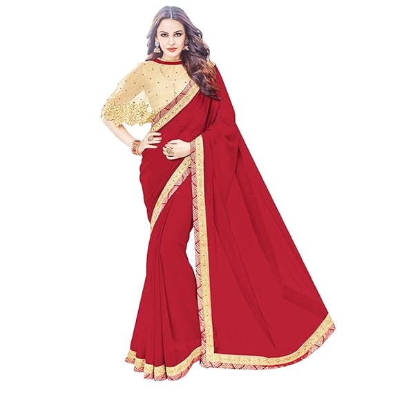 amazon red colour sarees