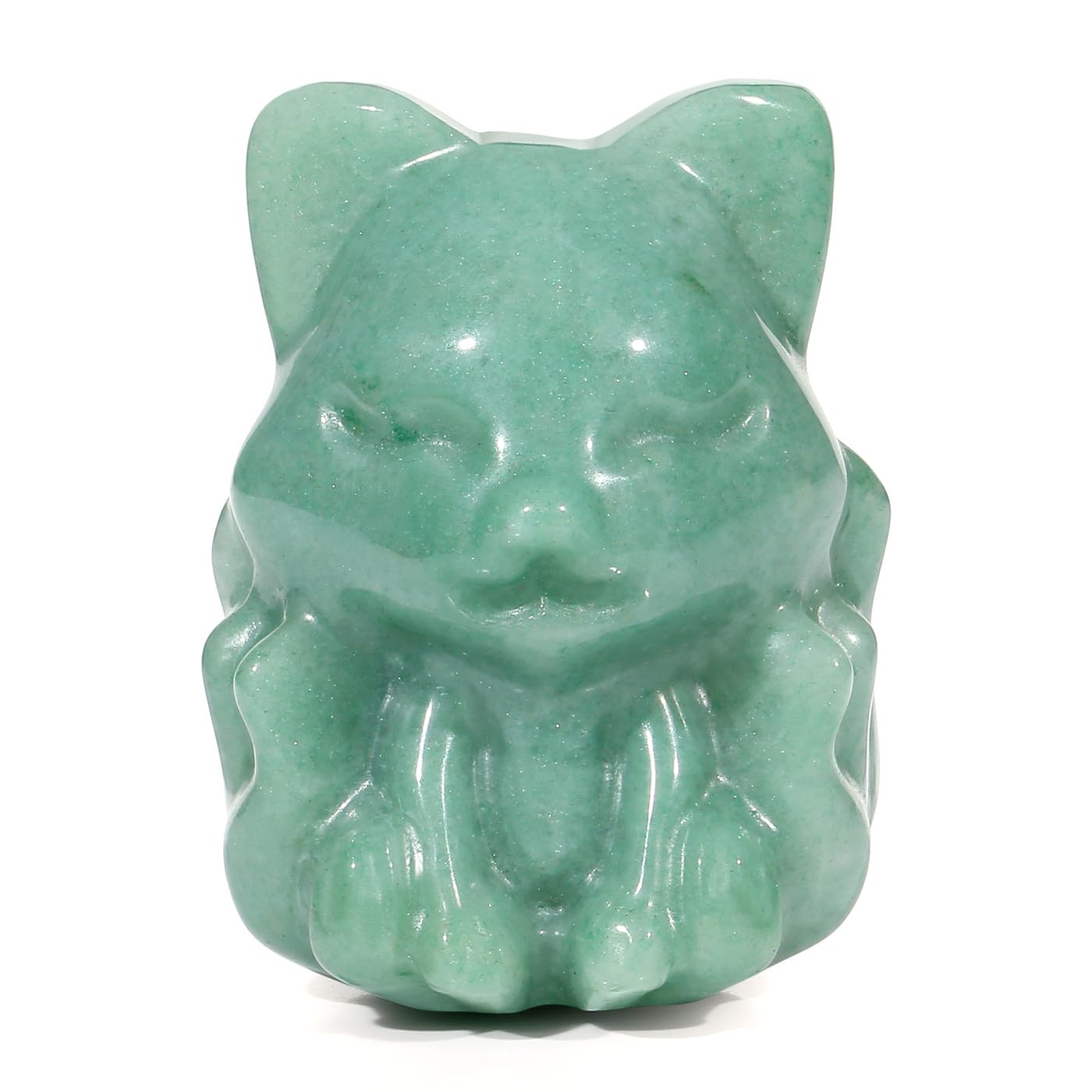 GUJOXILA Green Aventurine Fox Figurine Healing Crystal Ornament Fox Gifts for Women Cute Luck Small Animal Statue Desk Home Office Decor 1.5"