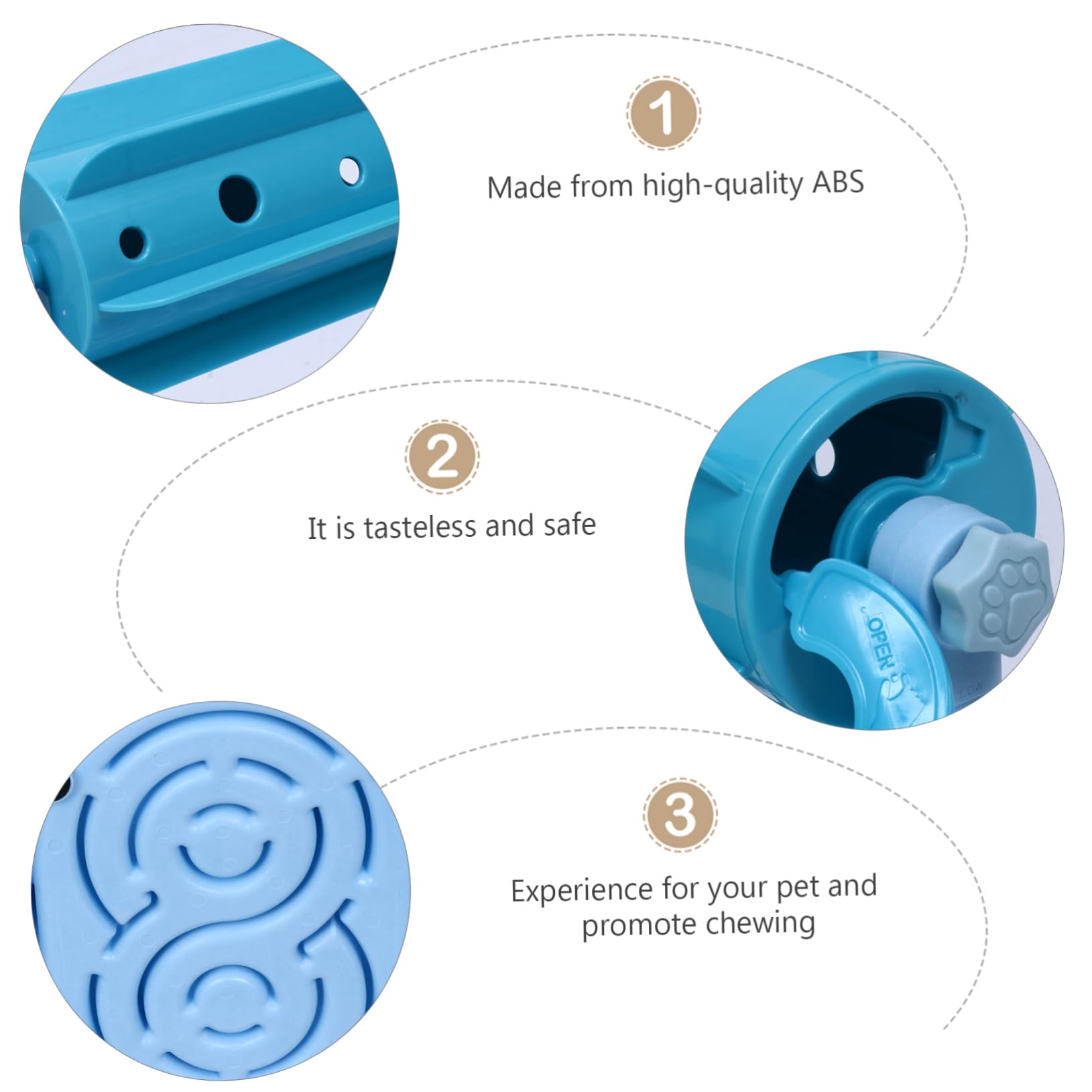 ibasenice Gamelle pour Chien et Chat en Abs Bleu Distributeur de Nourriture Ajustable, Anti-Fuite, pour Augmenter Le Plaisir de Manger Lentement la Maison