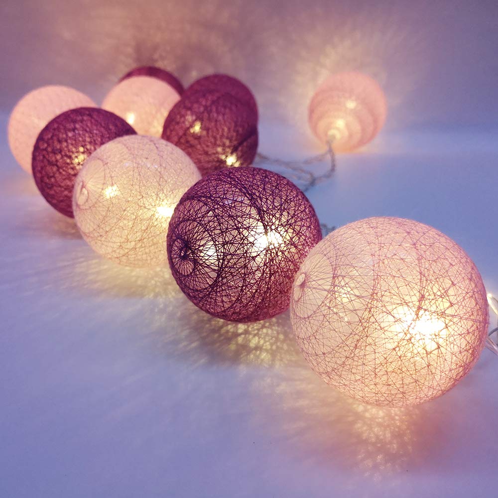 Cotton Ball LED String Lights 10pcs, DOTBUY Battery Operated Fairy Lights for Party Halloween Easter Outdoor Indoor Decor Garlands Create Atmosphere (Fairy purple,1.8M/10LED)