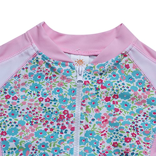 Vivobiniya Kids Girl Rashguard Swimsuit with Sun Hats UPF 50+uv Long Sleeve4