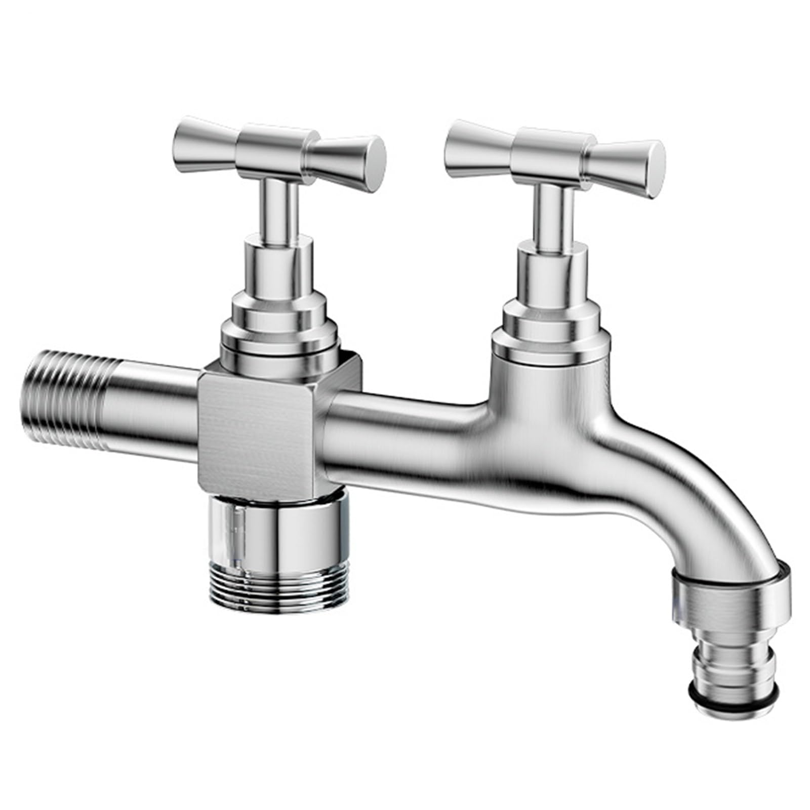 Robinet Exterieur Jardin à Double Contrôle à Ouverture Lente, Robinet Jardin Allongé en Acier Inoxydable, Robinets de Jardin avec Becs de Lavage et de Lavage de Voiture(20cm/7.9in)