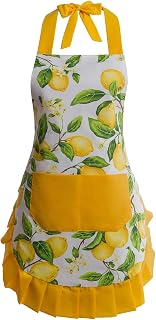 AlexVirtue Vintage Floral Apron for Women - Adjustable Straps, Large Pockets, Waterproof for Cooking Baking Gardening