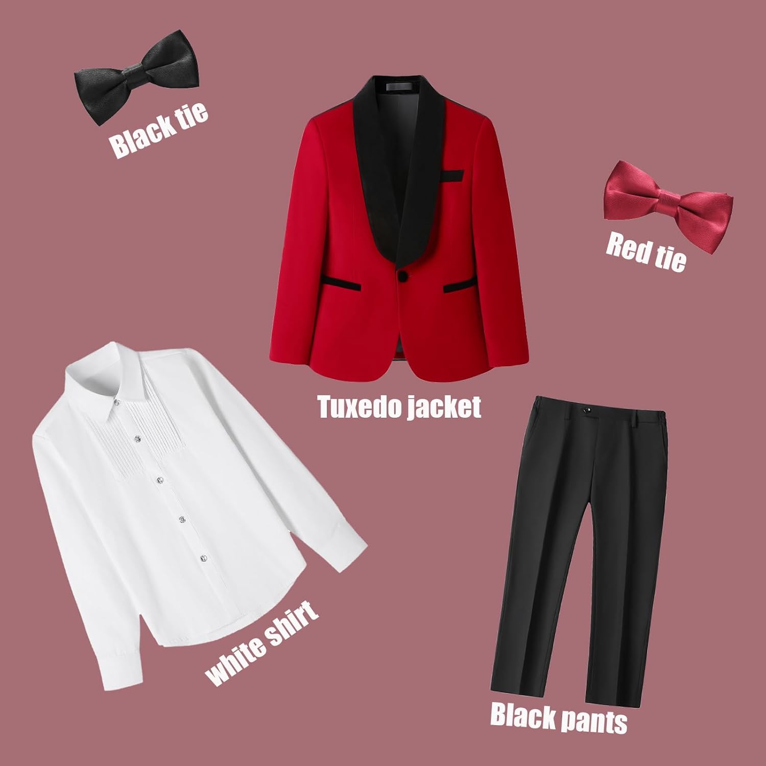 Rogers & Morris Boys Velvet Tuxedo Suit Formal Outfits Slim Fit Kids 5 Piece Suit Set Shawl Lapel - Image 2