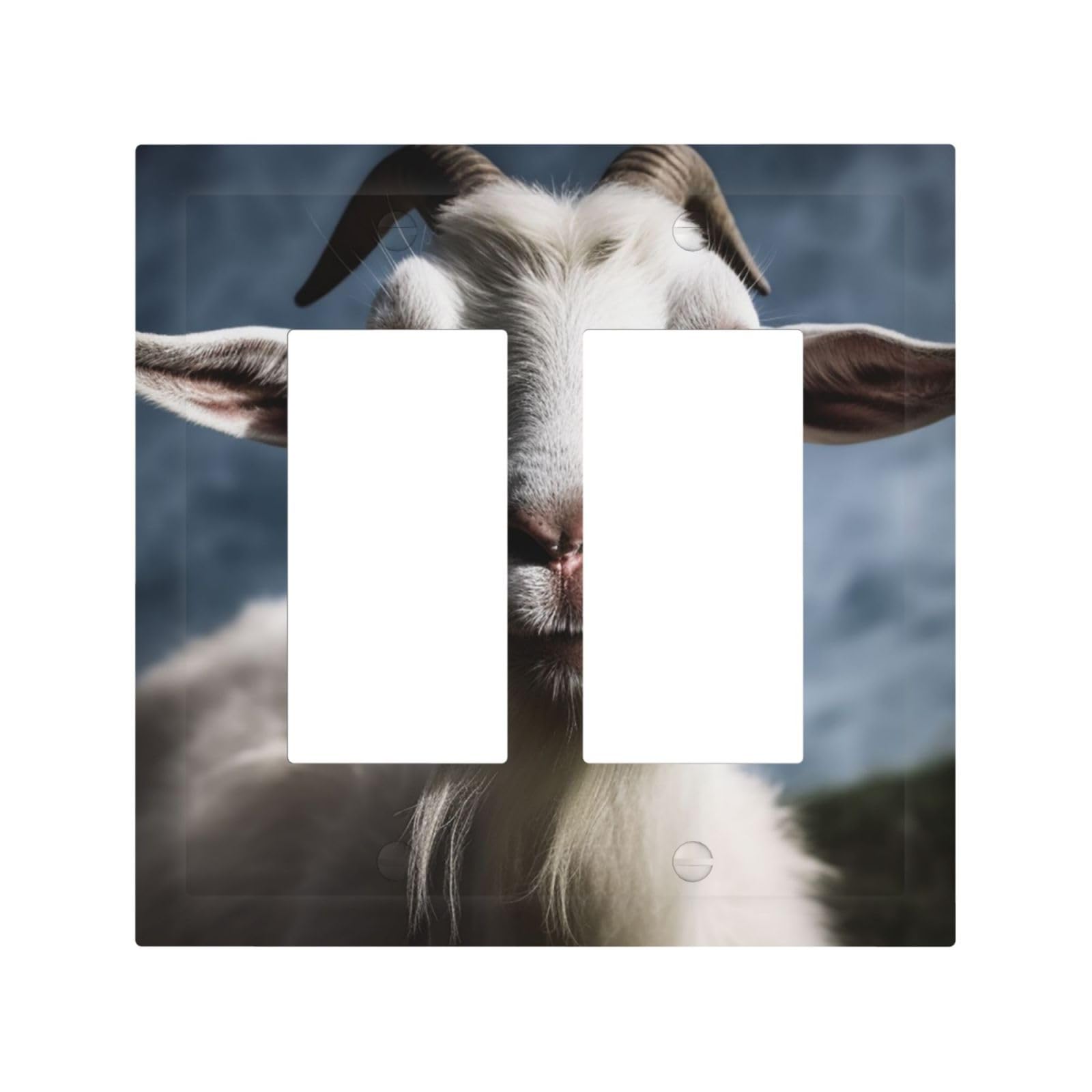 2-Gang Decorator Wall Plate Goat Light Switch Cover Double Toggle Receptacle Wall Plate Mid Size 4.9" x 5" Wallplate Unbreakable Polycarbonate Outlet Faceplates Covers