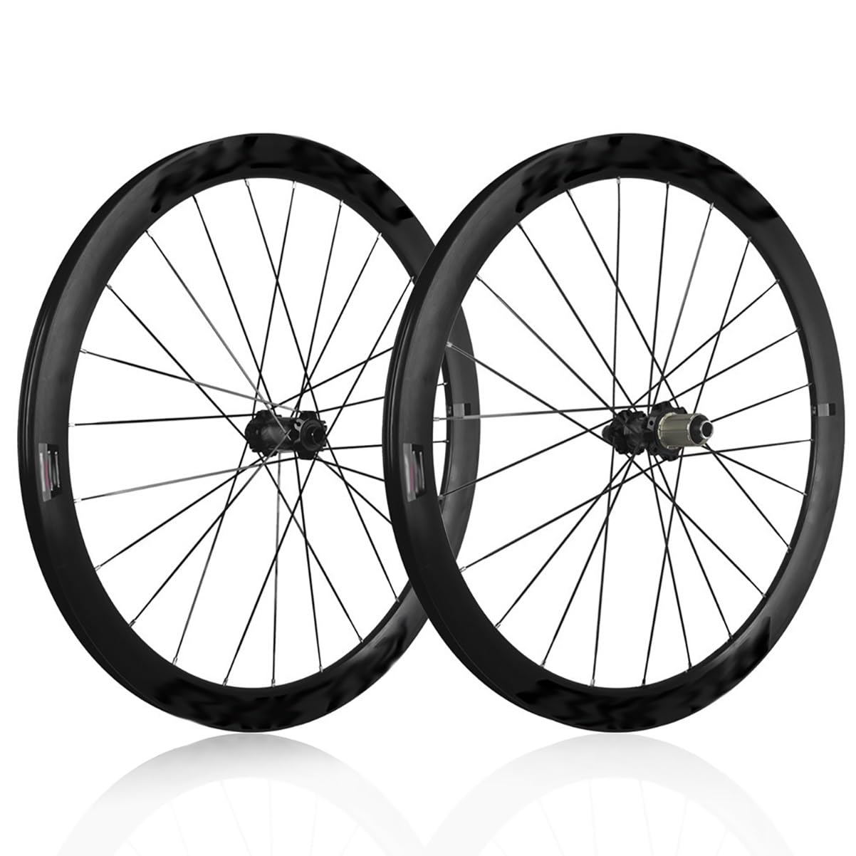 ZXGSXIOU Road Bikes Wheelset 700C Aluminum Alloy Thru Axle Front Rear Wheels Height 45mm Rims Center Lock Disc Brake 24H Hubs For 8/9/10/11 Speed