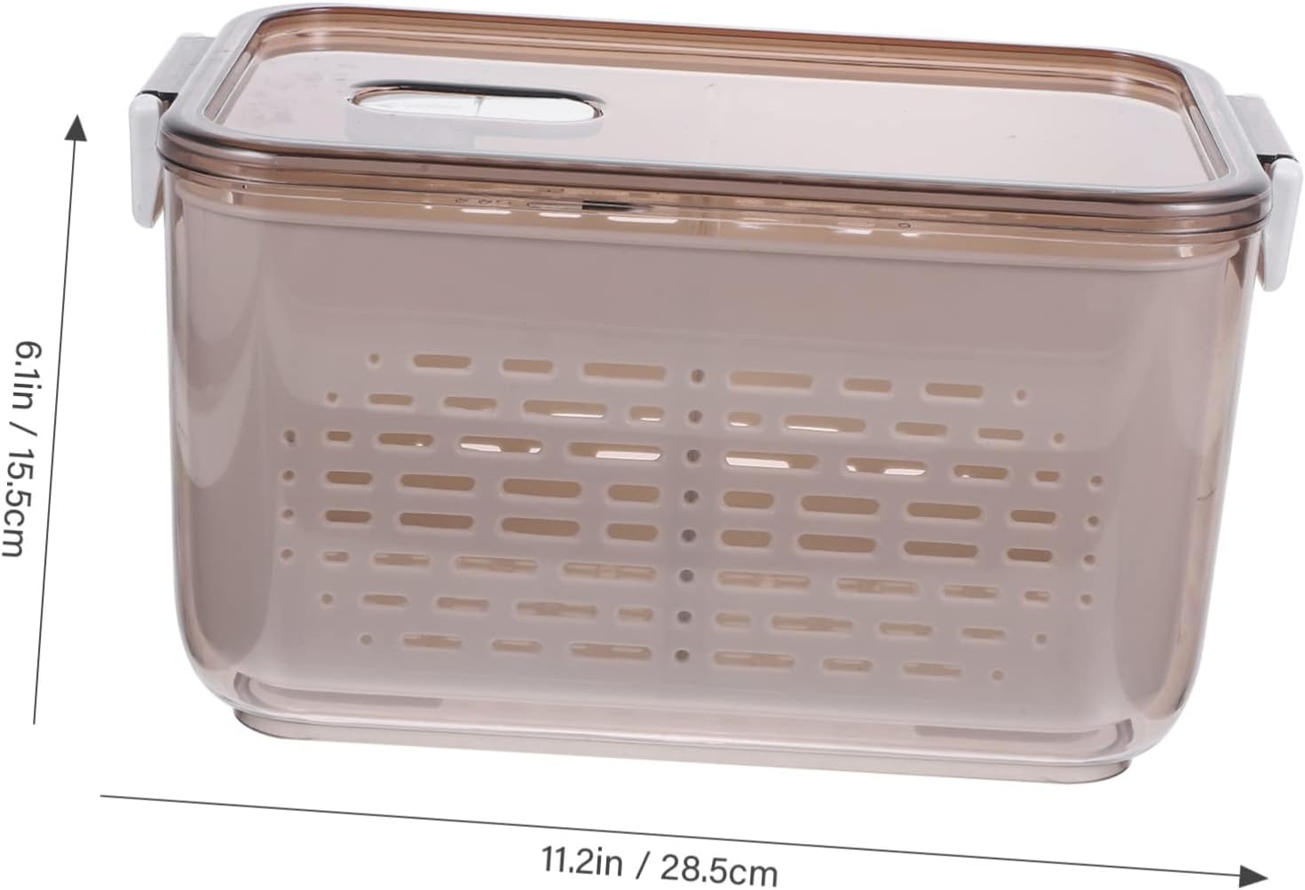 Garneck Fridge Salad Keeper and Fruit Container Divided Drain Basket for Vegetable Storage for Kitchen Organization and Food Preservation Tea Color Design