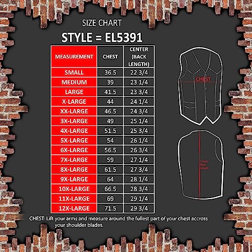 EL5391 Black Motorcycle Leather Vest for Men w/ 10 Pockets- Riding Club Adult Motorcycle Vests3
