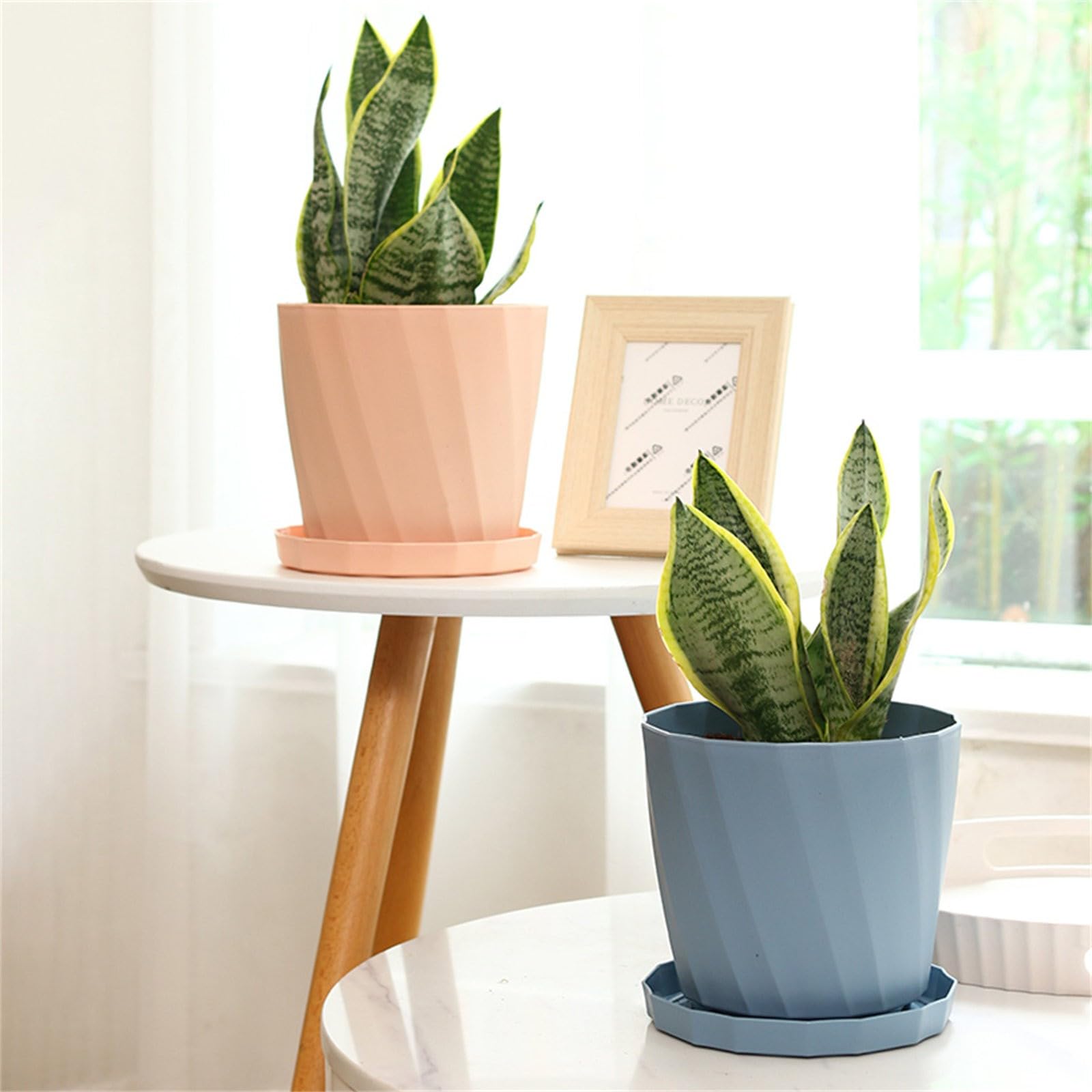 Blumentpfe mit Loch, Blumentopf aus Kunststoff, Kunstharz, fr  Sukkulenten, Topf mit Untertasse, dekorative Blumentpfe fr drinnen und  drauen, ...