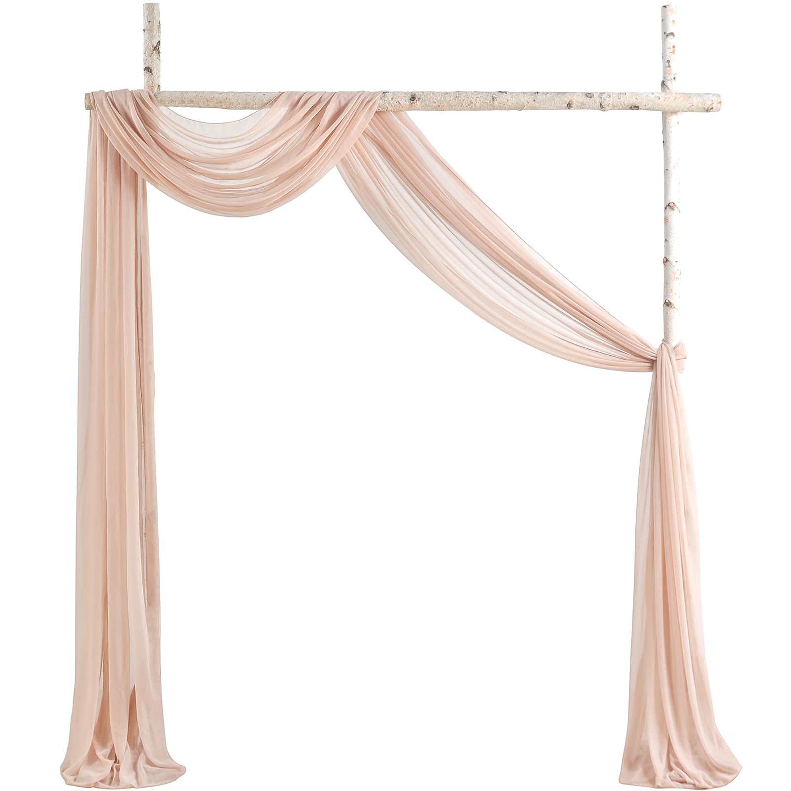 Serra Flora Wedding Arch Draping Fabric 2 Panels 29" x 20Ft Champagne Sheer Chiffon Curtain Drapes for Wedding Ceremony Birthday Party Decoration