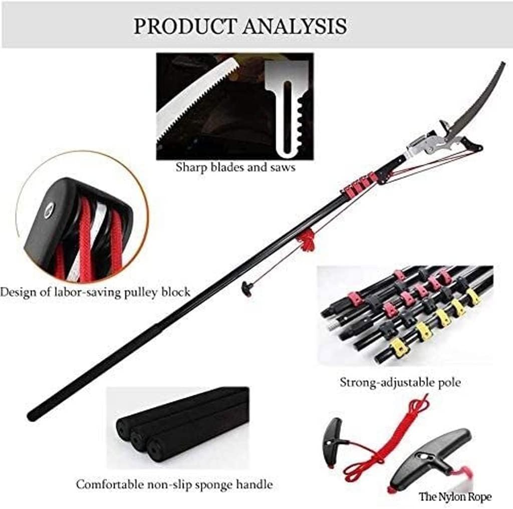 18FT/5.4M Telescopic Pole Saws Professional Tree Pruners Extendable Pruning Saw Gardening Landscaping Branch Saw Lopper Tools Telescopic Rod Saw with Steel Blade Saw and Nylon Cord