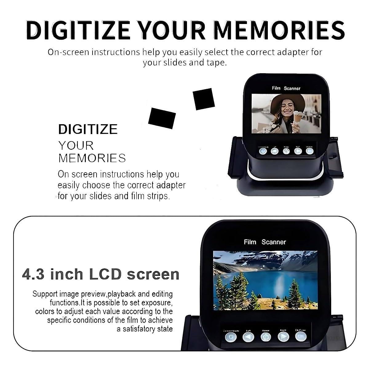 Scanner per Pellicole Digitali,Convertitore Foto Ad Alta Risoluzione,22 MP 120 Microfilm,Supporta Formati 120 35mm 127,Schermo LCD,Doppia Alimentazione