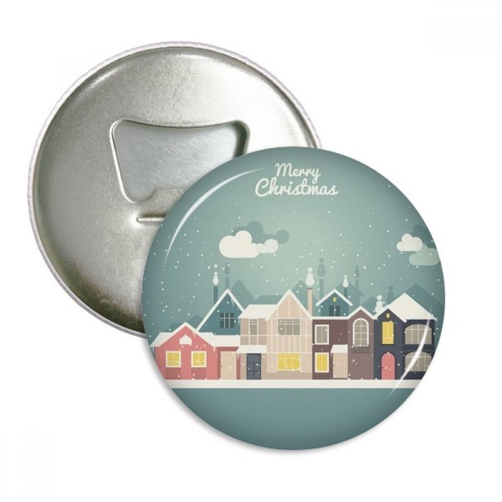 Aimant frigo maison de Noël avec décapsuleur rond argenté