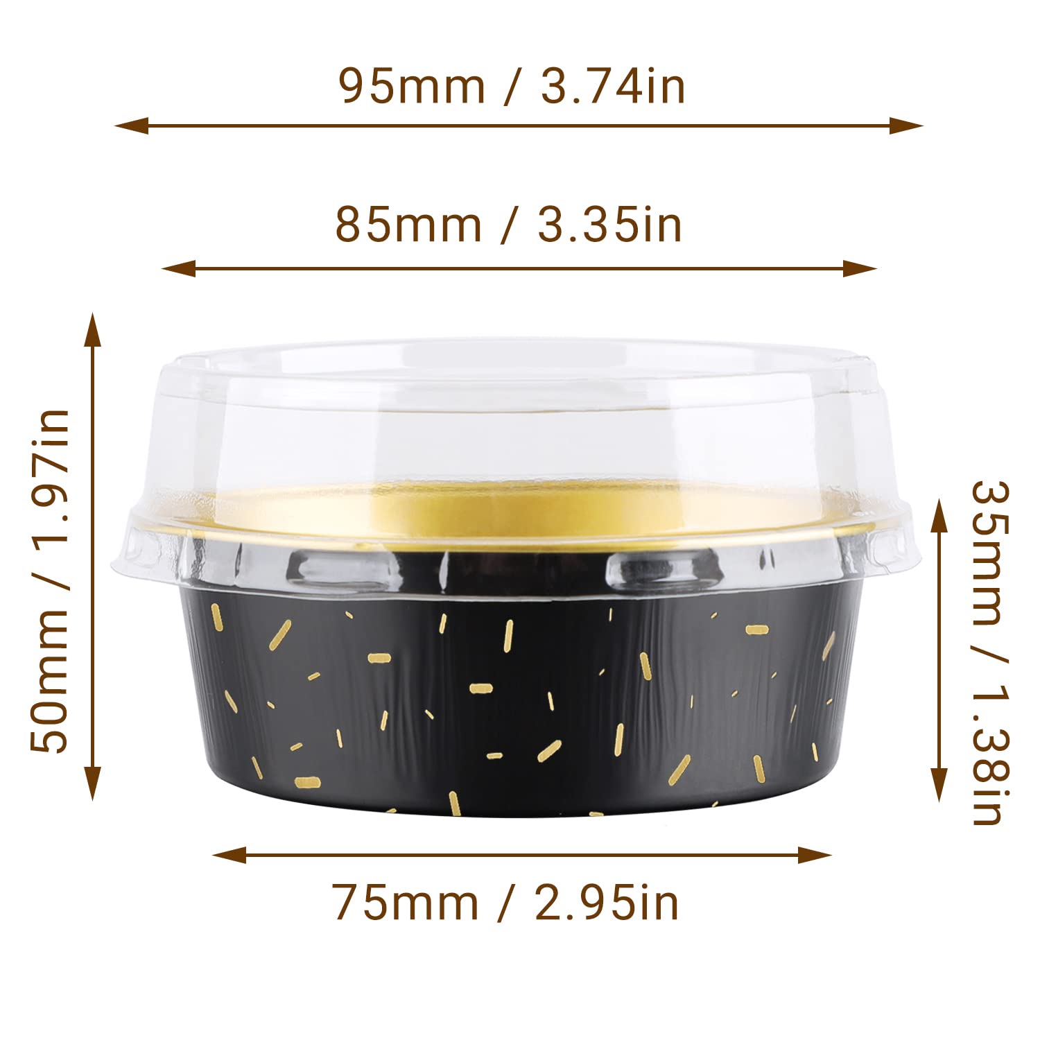 EUSOAR Disposable Ramekins with Lids, 5oz 50pcs Aluminum Foil Baking Cups Tins, 150ml Cupcake Liners for Pie Quiche Soufflé Creme Brulee, Cake Pan Custard Pan for Gathering Dinner Wedding Banquets