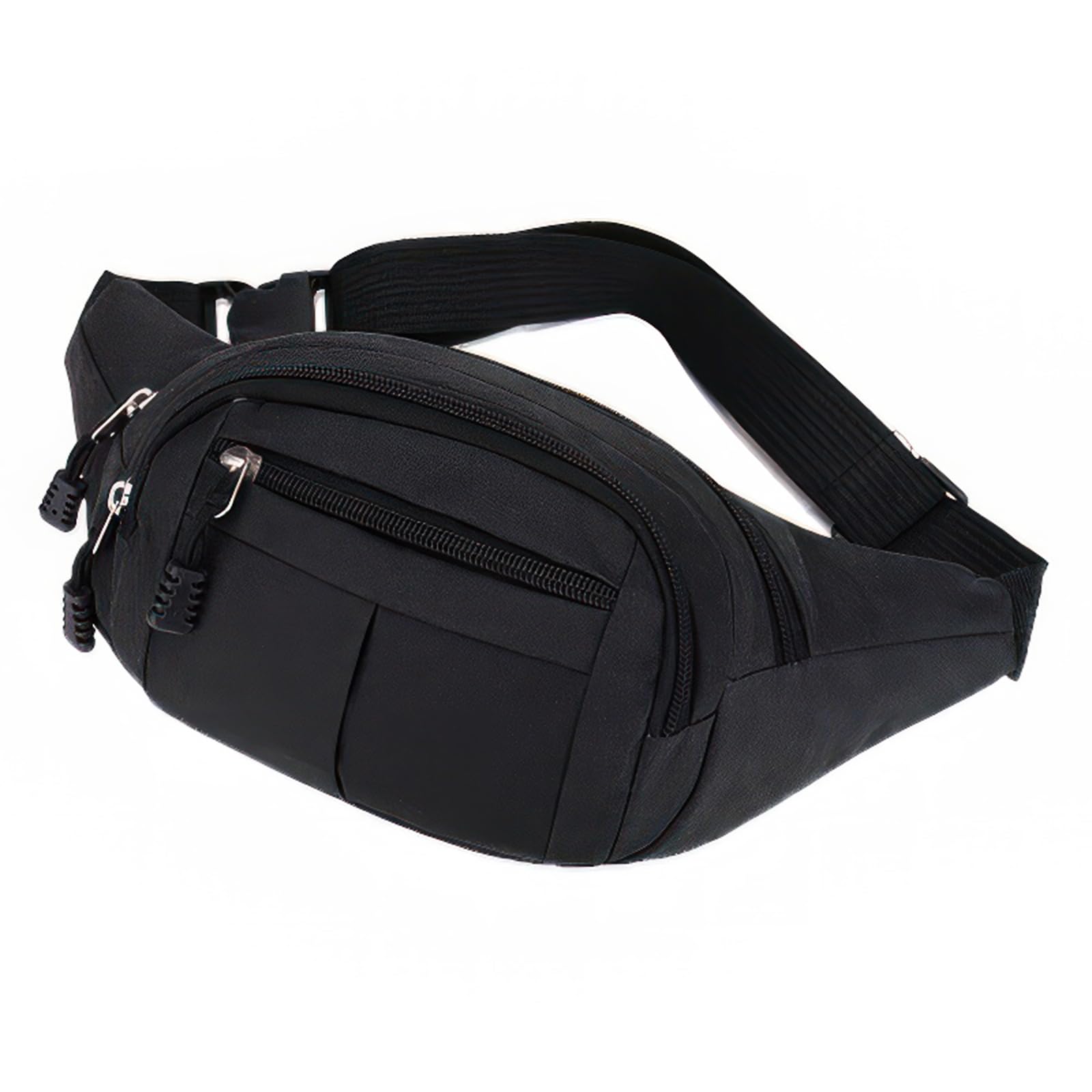 leisure sports waist bagwaist bag for men and women pack travel handy hiking running zip pouch document money card phone earphone belt sport bag fitness fanny pack adjustable strap black