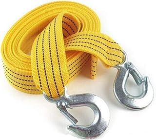 Heavy Duty Tow Strap with Safety Hooks, Tow Rope Yellow,Double-Layer Trailer Rope, 13ft 11000lb Tow Rope, for Vehicle Recovery, Hauling, Stump Removal & Much More,Best Towing Accessory for Car