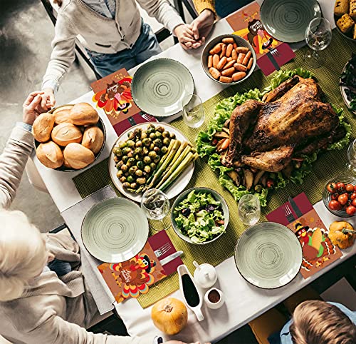 Thanksgiving Cutlery Holder Set 24PCS Thanksgiving Table Decor Set Thanksgiving Table Setting Decorations Thanksgiving Turkey Utensil Décor for Thanksgiving Autumn Fall Harvest Party Table Decoration - Image 3