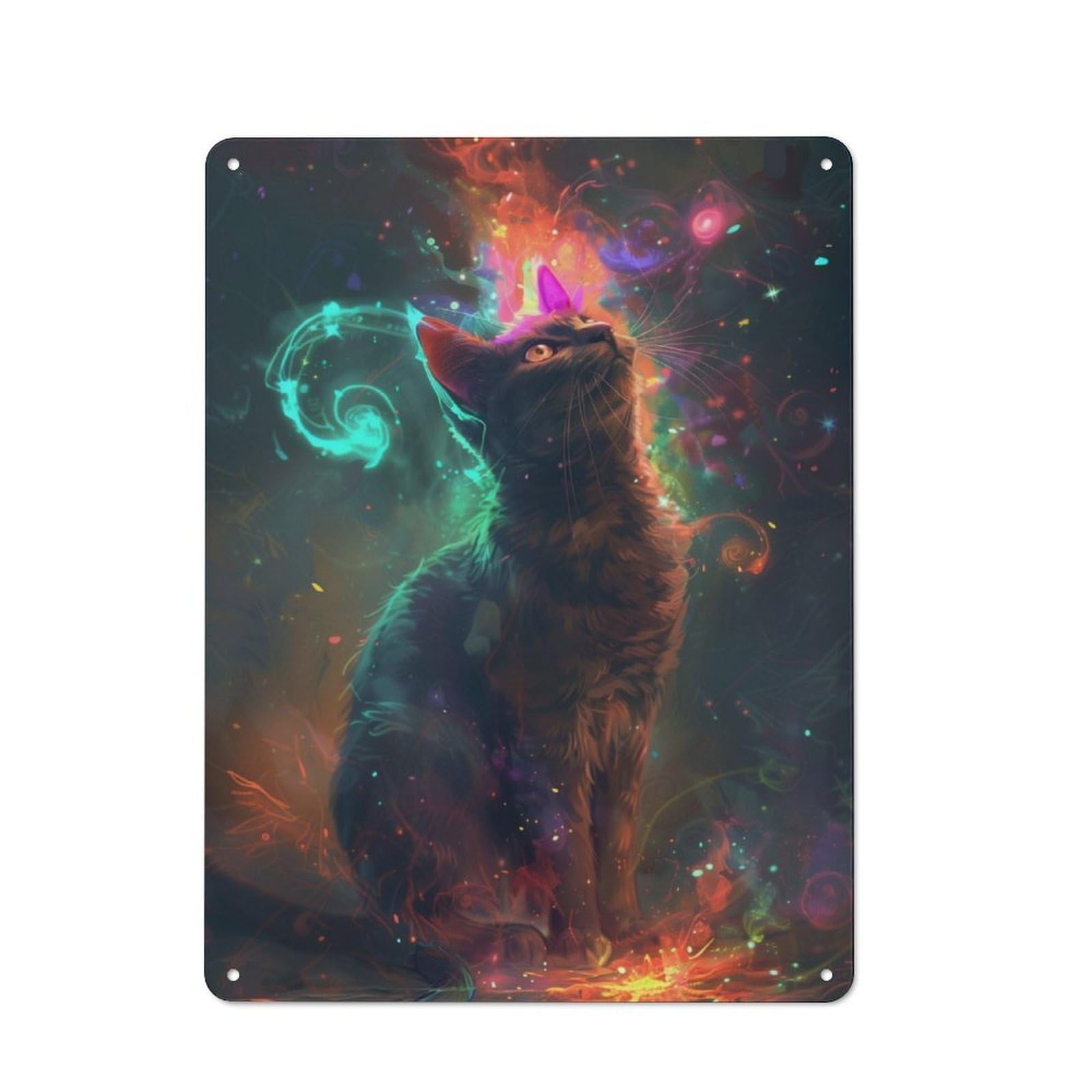 Junmoney Curious Cat Retro Metal Wall Sign 40X30cm With For Pub Or Café, A Housewarming Gift For Hospitality Wall Decor Collectors