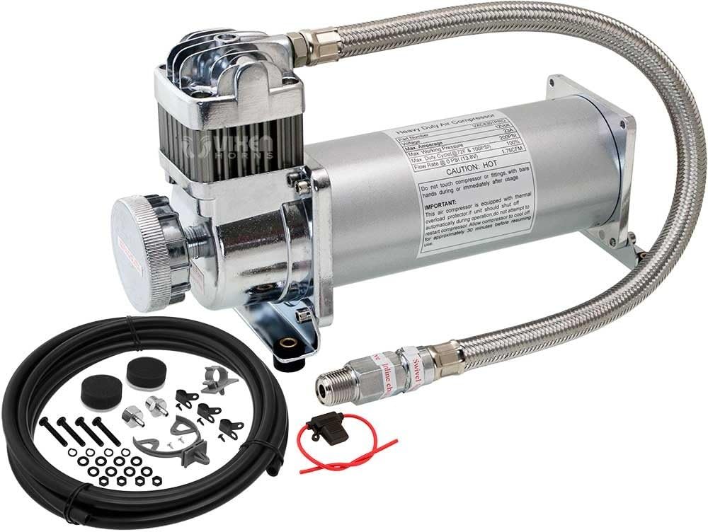 Vixen Horns Heavy Duty Onboard Air Compressor 200 PSI.Universal Replacement for Truck/Car Train Horn/Suspension/Ride/Bag kit/System. Fits All 12v Vehicles like Semi/Pickup Trucks/Jeep VXC8301PRO