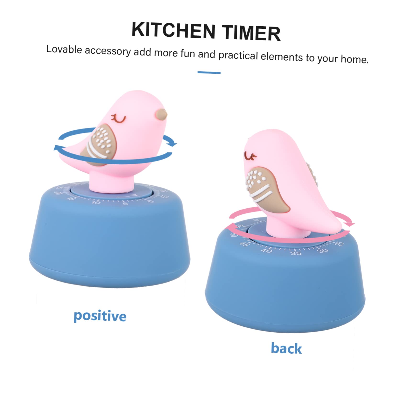 Zerodeko 2piezas Temporizador Mecánico De Cocina Forma De Pájaro Fácil De Usar para Cocinar Huevos y Repostería Diseño Compacto y Divertido para Adultos