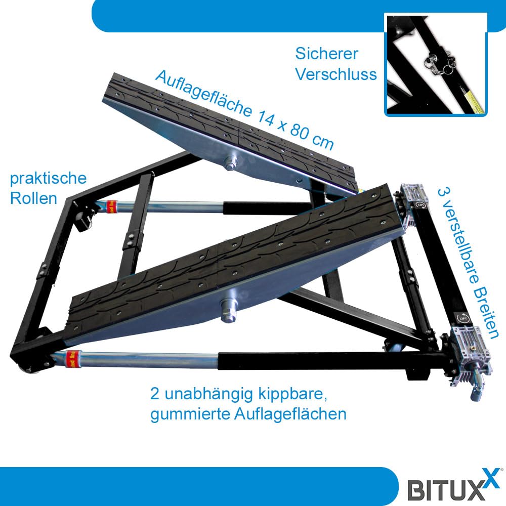 BITUXX Kipphebebühne Mobile Werkstatt Hebebühne Wagenheber Kurzhub PKW Lift bis 2000 kg 2T Schwarz